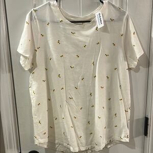 White T-Shirt with Floral Print